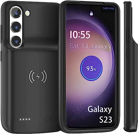 Battery Case for Samsung Galaxy S23（6.1 inch） Qi Wireless Charging, Fast Charging, Sync Data Supported, 8000mAh Ultra Slim Portable Rechargeble Charger Case for Samsung S23 6.1"(2023 Newest)