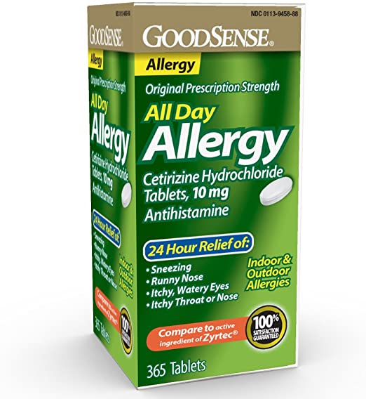 GoodSense All Day Allergy, Cetirizine HCl Tablets 10 mg, Antihistamine for Allergy Relief, 365 Count