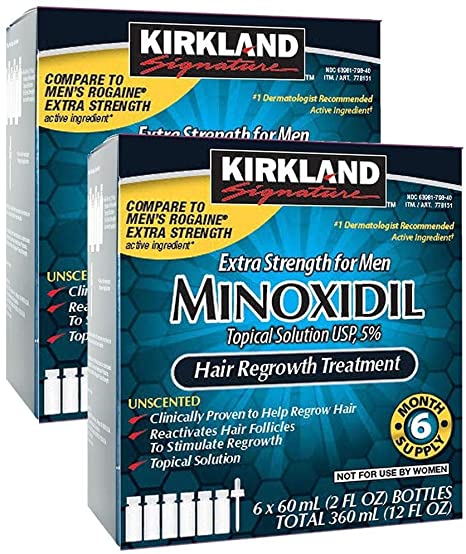 Kirkland Signature Minoxidil for Men 5% Extra Strength Hair Regrowth for Men, 12 Month Supply