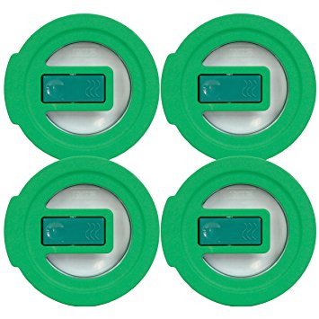 Pyrex 7202-NLC Green No-Leak Vented Round Storage Lid for 1 Cup Bowl (4-Pack)