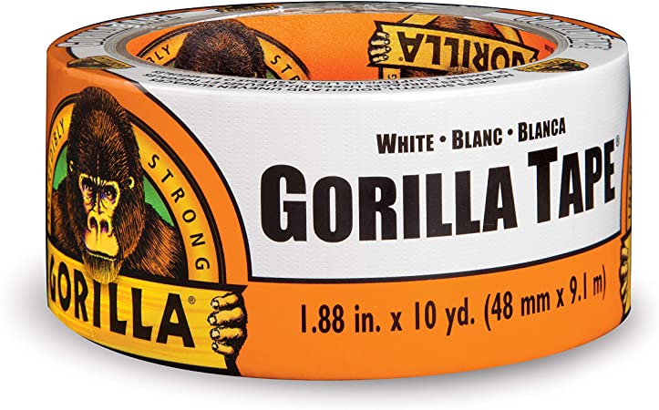 Gorilla Tape, White Duct Tape, 1.88" x 10 yd, White, (Pack of 1)