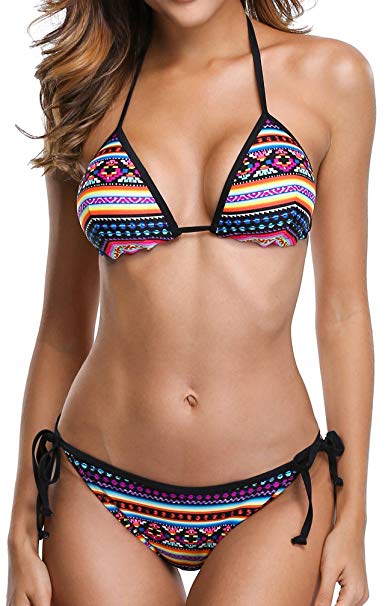 ATTRACO Women's Push up Bikini Set Triangle Bikinis Halter Two Piece Swimsuit