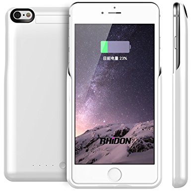 iPhone 6 Plus Battery Case, Rhidon 4500 mAh Power Bank Case Rechargeable Protective Battery Charging Case for Apple iPhone 6 Plus (5.5 inch) (White)