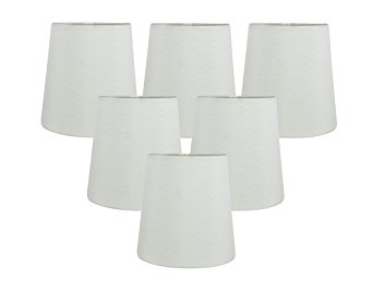 Meriville Set of 6 Eggshell Faux Silk Clip On Chandelier Lamp Shades, 4-inch by 5-inch by 5-inch