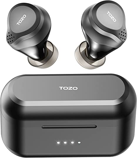 TOZO NC7 Hybrid Active Noise Cancelling Wireless Earbuds,in-Ear Detection Headphones IPX6 Waterproof Bluetooth 5.0 Stereo Earphones, Immersive Sound Premium Deep Bass Headset, Black