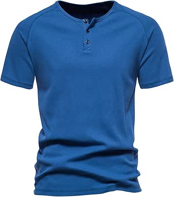 Men's Henley Shirts Moisture Wicking Polo Shirt Short Sleeve Casual Basic Tee Summer Button Banded Collar Tee Shirts