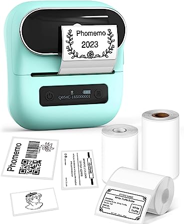 Phomemo Label Maker, M220 Portable Label Maker, Bluetooth Wireless Inkless Label Printer, 3 Inch Barcode Printer, Great for Home, School & Office, Compatible with Phone, PC, with 3 Label