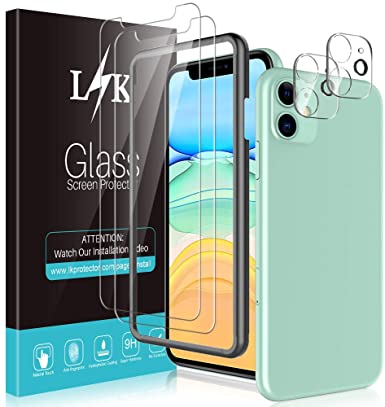 L K [2 Pack] iPhone 11 Camera Lens Screen Protector   [2 Pack] Tempered-Glass Screen Protector Film Anti-Scratch,Anti-Fingerprint for iPhone 11, 6.1-inch