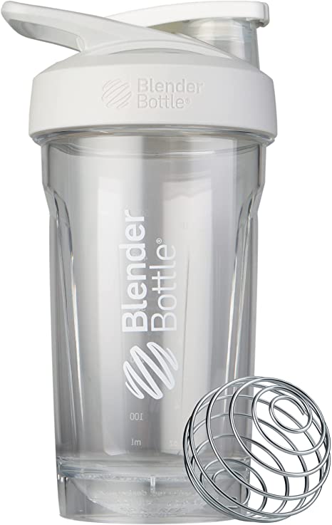 BlenderBottle Strada Shaker Cup Perfect for Protein Shakes and Pre Workout, 24-Ounce, White