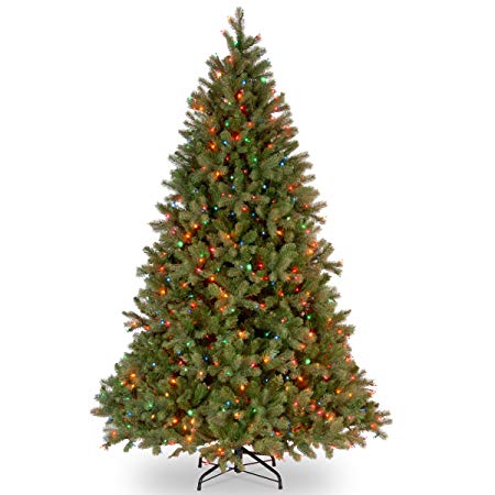 National Tree 6.5 Foot Feel Real Downswept Douglas Fir Tree with 650 Multicolored Lights, Hinged (PEDD1-325-65)