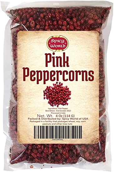 Spicy World Pink Peppercorns 4 oz - Premium Whole Pepper - Steam Sterilized