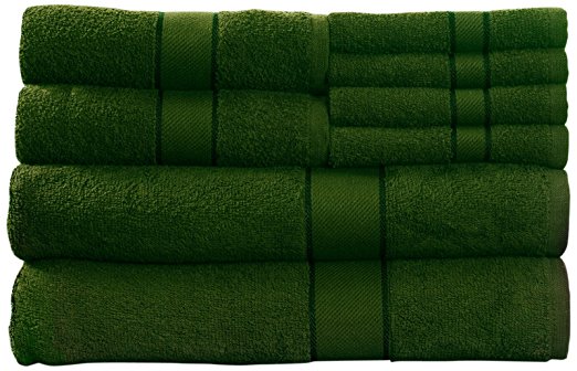 Lavish Home 8 Piece 100% Cotton Bath Towel Set - Green