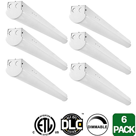 Hykolity 4' Linear LED Light Fixture Commercial Grade 40W [80W Fluorescent Equivalent] 5200lm 5000K Dimmable Linkable Shop High/Low Bay Balcony Canopy Light DLC Premium 4.2 Qualified-Pack of 6