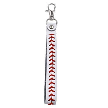 Towashine Baseball Seamed Leather Key Chain for Car Bag Purse Accessories Gifts（White）