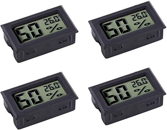 Veanic 4-Pack Mini Digital Electronic Temperature Humidity Meters Gauge Indoor Thermometer Hygrometer LCD Display for Humidors Car Greenhouse Indicator Room - Celsius ℃ Display
