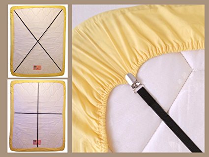 Bed Suspender Crisscross-Adjustable Long Gripper/Strap/Holder/Fastener for Your Bed. (Set of 2). (Black) (Black)