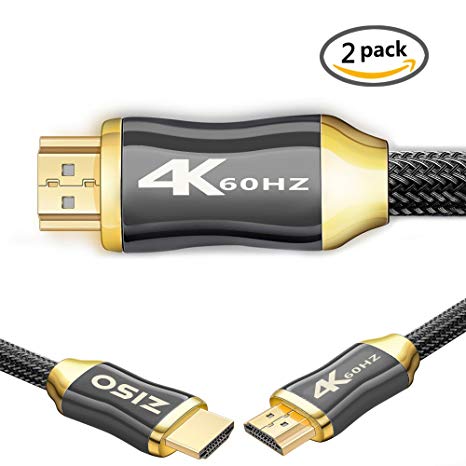 4K HDMI Cable 3 ft - - HDMI 2.0 (4K @ 60Hz) Ready -High Speed 18Gbps - 4K HDR, 3D, 2160P, 1080P, Ethernet - 28AWG Braided HDMI Cord - Audio Return(ARC) Compatible UHD TV, Blu-Ray and More（3FT 2 Pack