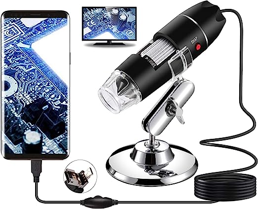 USB Digital Microscope, Bysameyee Handheld 40X-1000X Magnification Endoscope, 8 LED Mini Video Camera for Windows 7/8/10 Mac Linux Android (with OTG)