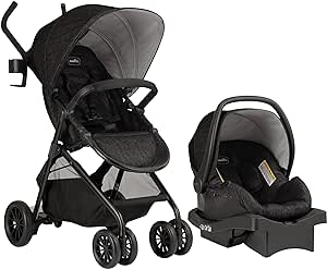 Evenflo Sibby Travel System with LiteMax Infant Car Seat (Charcoal Gray)