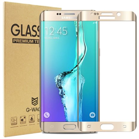 S6 Edge Plus Screen Protector,G-WACK 0.2mm 9H Tempered Glass Screen Protector Case [Curved Full Coverage ] For Samsung Galaxy S6 Edge Plus[Life Warranty ] (For S6 Edge Plus Gold)