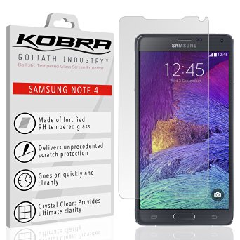 Samsung Note 4 Screen Protector (0.3mm 9H Tempered Glass) Ultra Thin With Premium HD Clarity - Shatterproof Ballistic Shield, Anti Fingerprints, Scratch Proof, Max Touch Accuracy