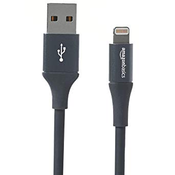 AmazonBasics USB A Cable with Lightning Connector, Premium Collection - 10-Foot, 2-Pack - Gray