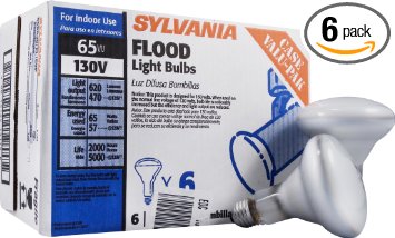 Sylvania 65W BR30 Indoor Flood Light Bulbs, Soft White 130V - 15172 - Dimmable (6 Pack)