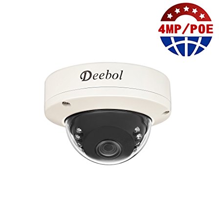Deebol HDB-IP4411E 4MP H.265 HD PoE Network Dome Security Camera With 3.6mm Angle Lens ONVIF 2.4, QR Code ,12x IR LEDs ,20M IR Distance, Indoor Vandalproof camera