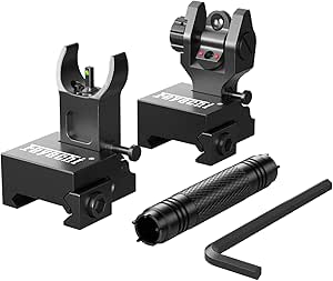 Feyachi Fiber Optic Iron Sights Flip Up Iron Sight, Front and Rear Backup Sights Gun Sights Sight Set for Picatinny Rail