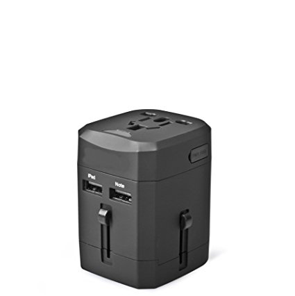 Tmvel BAAP International Universal All-In-One Travel Plug Adapter with Dual USB Chargers for iPad/iPhone/Cell Phones