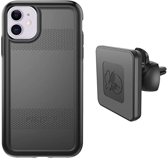 Pelican iPhone 11 Case, Protector Series – Military Grade Drop Tested, TPU, Polycarbonate Protective Case for Apple iPhone 11 - with EMS Wireless Charging Vent Mount (Black)