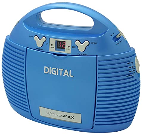 HANNLOMAX HX-327CD Portable CD Player with AM/FM Radio, Aux-in, AC/DC Dual Power Source. (Blue)