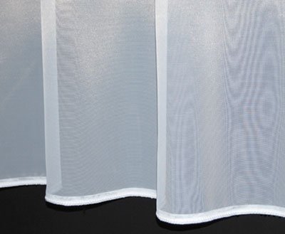 Sue. Plain lead weighted voile net curtain. 60 inch drop. Finished in White. Sold by the Metre