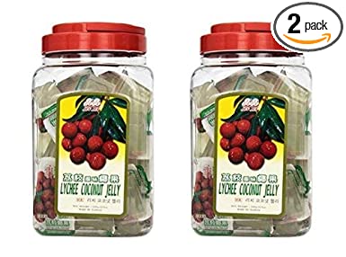 Jin Jin Lychee Coconut Candy Jelly Cups 52.9 Ounce Container (Pack of 2)
