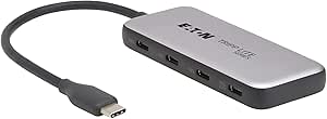 Tripp Lite Series 4-Port USB-C Hub, USB 3.2 Gen 2, 10 Gbps Data Transfer, 100W PD USB-C Charging Hub, Thunderbolt 3 Compatible, Plug-and-Play, Travel-Sized, 3-Year Warranty (U460-004-4C-G2C)