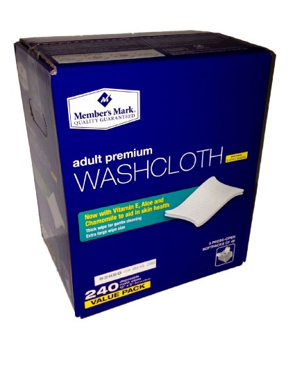 Member's Mark Adult Premium Disposable Washcloth Value Pack 240ct Carton