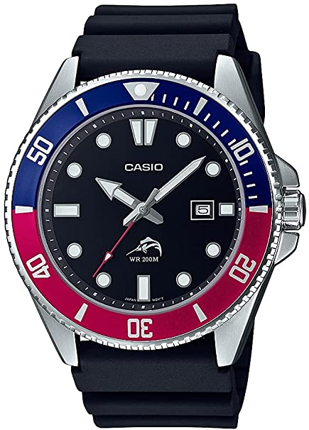 Casio Men's Stainless Steel Quartz Watch with Plastic Strap, Black, 26 (Model: MDV-106B-1A2VCF)