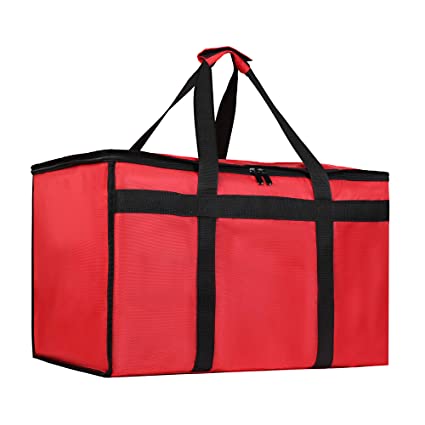 Insulated Food Delivery Bag for Uber Eats, Pizza Warmer Bag, Red Grocery Bag for Hot/Cold Item