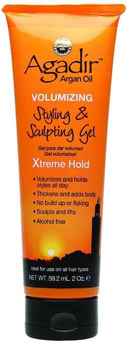 Agadir Argan Oil Volumizing Styling and Sculpting Gel, Extreme Hold, 2 Ounce