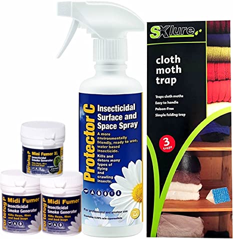 Direct Sales Carpet/Clothes Moth Killer Spray Treatment Complete Kit with Smoke Bombs & Pheromone Traps