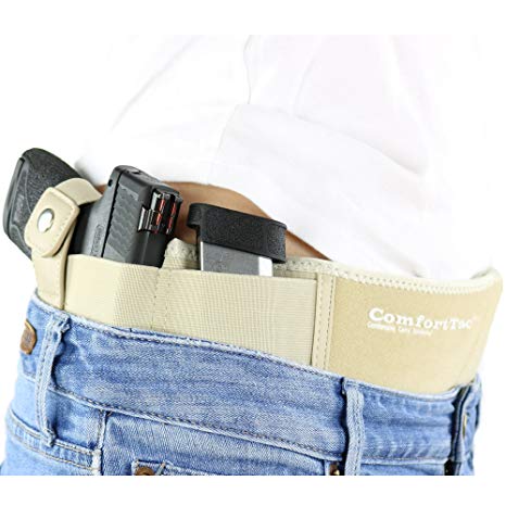 ComfortTac Ultimate Belly Band Holster - Deep Concealment Edition - Nude | Fits Glock 19 43 26 Smith and Wesson MP Shield Bodyguard Ruger LC9 Sig Sauer More | Carry IWB OWB Appendix