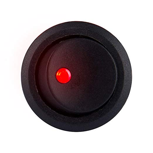 HOTSYSTEM Led Light Round Rocker Toggle Switch Spst On-Off Control for Car Truck (3-pack, red)