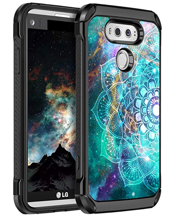 BENTOBEN LG V20 Case, Shockproof 2 in 1 Hybrid Hard PC Soft TPU Bumper Glow in The Dark Noctilucent Slim Dual Layer Anti-Slip Scratches Resistant Protective Phone Cover for LG V20, Mandala in Galaxy