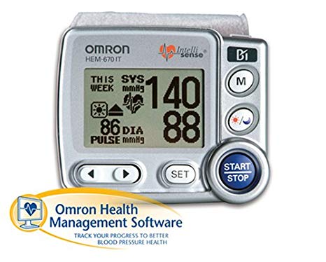 Omron HEM-670IT Wrist Blood Pressure Monitor with APS (Advanced Positioning Sensor) and Advanced Omron Health Management Software