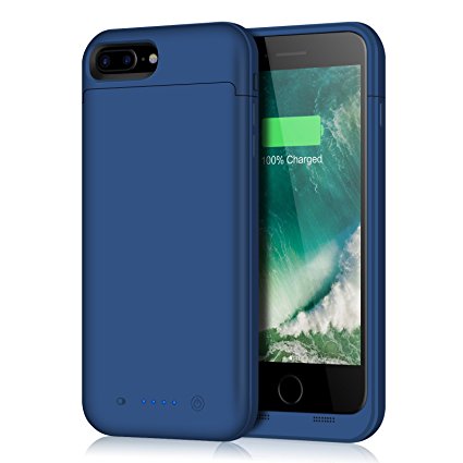 iPhone 8 Plus/7 Plus Battery Case,7000mAh Battery Pack Charger Case for 8 Plus Extended Portable Battery Charging Case for iPhone 7 Plus,8 Plus -Blue