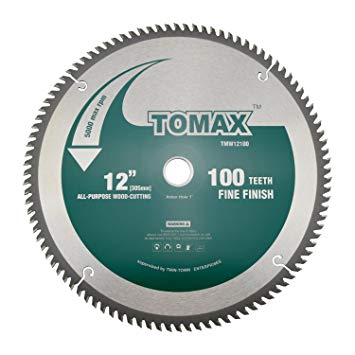 TOMAX 12-Inch 100 Tooth ATB Fine Finish Saw Blade with 1-Inch Arbor