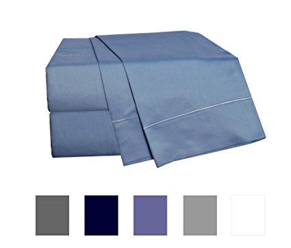 600 Thread Count 100% Cotton Sheet Set, Light Blue Queen Sheets, 4-Piece Bedding Set, Soft and Smooth Sateen Weave, Upto 15 inch Deep Pockets by DESIGN N WEAVES