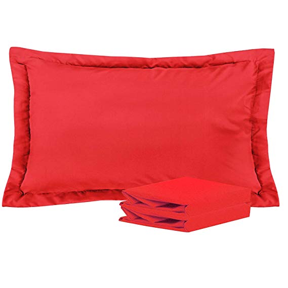 NTBAY King Pillow Shams, Set of 2, 100% Brushed Microfiber, Soft and Cozy, Wrinkle, Fade, Stain Resistant (Red, King)