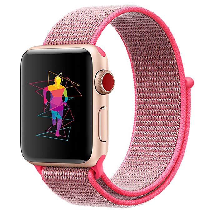 INTENY Sport Band for Apple Watch 38mm 40mm 42mm 44mm, Soft Lightweight Breathable Nylon Sport Loop Replacement Strap for iWatch Apple Watch Series 4, Series 3, Series 2, Series 1