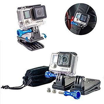 Nomadic Gear Backpack Clip Mount with 360' Rotary Mount with a Metallic Screw for GoPro Hero5 / Hero4 / Hero3 / Hero 2 Cameras| Universal Support for GoPro, SJCAM, XIAOMI